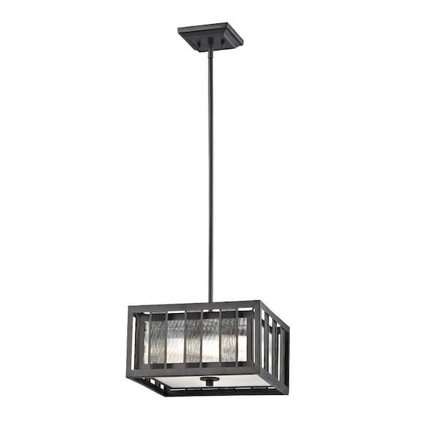 Z-Lite Meridional 3 Light Pendant, Bronze & Bronze Outside with Clear Reeded Inside Z14-58P-C - main